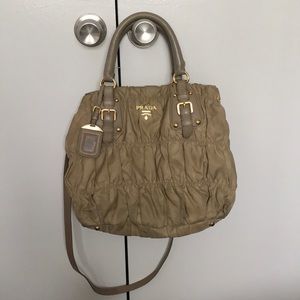 PRADA NAPPA GAUFRE BAG LEATHER & NYLON TAUPE